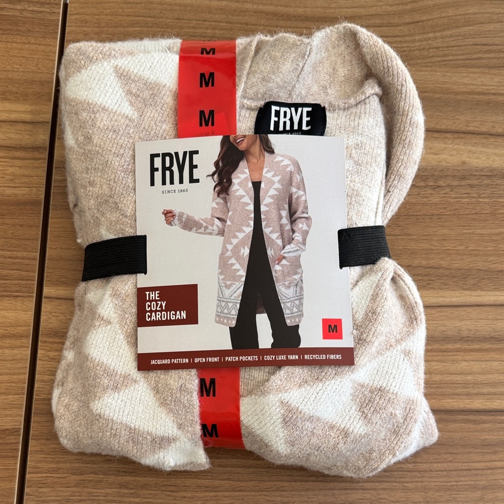 FRYE Blush & Cream Geometric Open-Front Cardigan